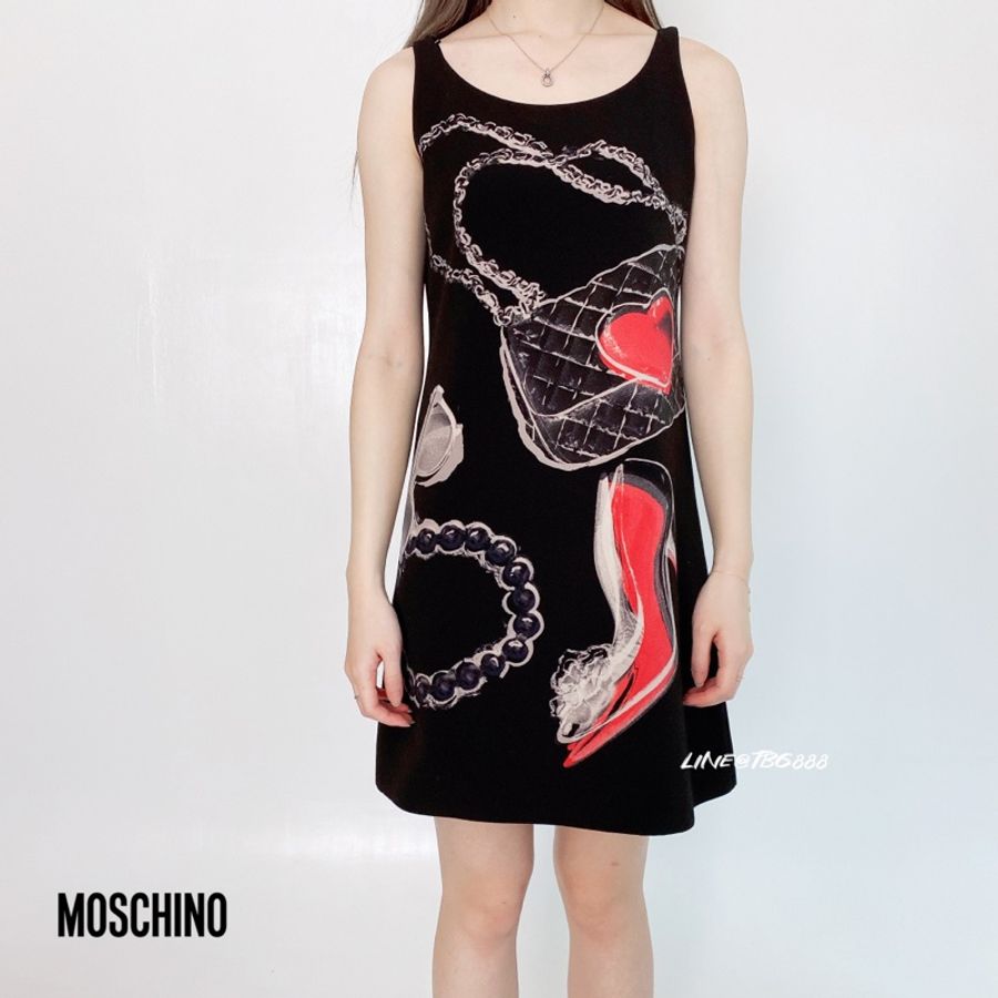 MOSCHINO 無袖印花連身裙-0