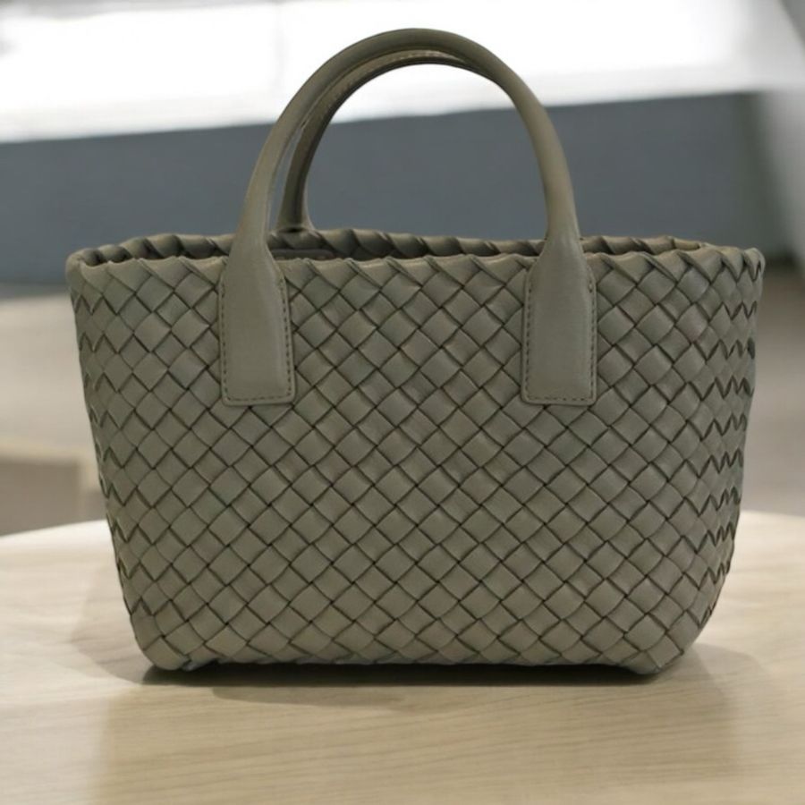 BOTTEGA VENETA 小羊皮編織手提兩用包 淺綠色 全新商品-2