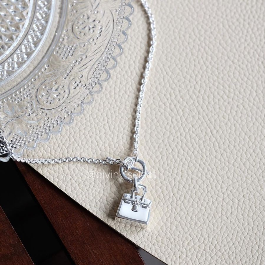 Hermès Birkin amulette pendant鉑金包純銀項鍊 愛馬仕項鍊-2