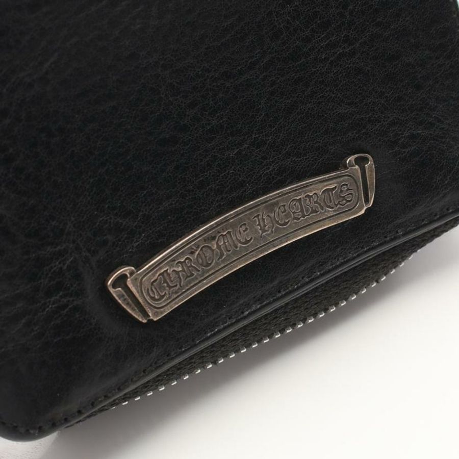 【日本直送】 中古Chrome Hearts[B]Square 對折真皮錢包 黑色-4