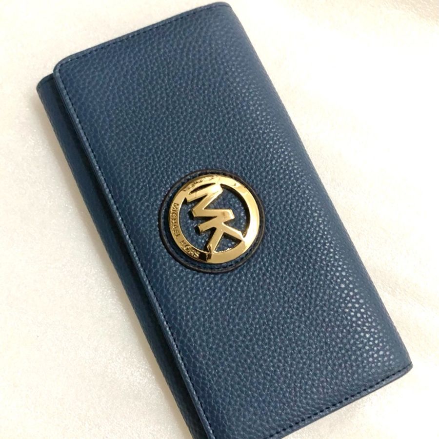 MICHAEL KORS MK 皮質 長夾 卡夾 扁包 精品 皮夾 logo 女用-0