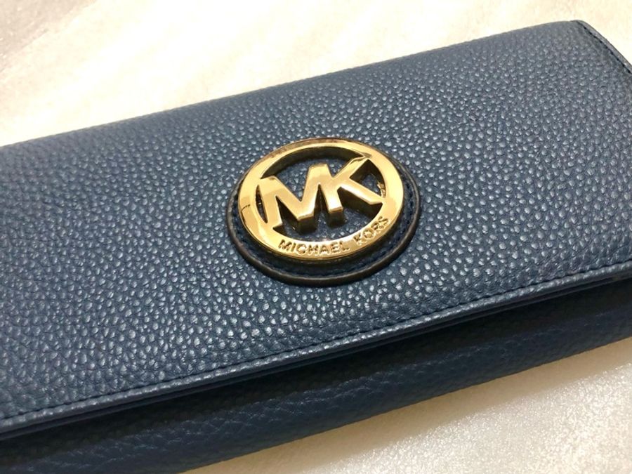 MICHAEL KORS MK 皮質 長夾 卡夾 扁包 精品 皮夾 logo 女用-16