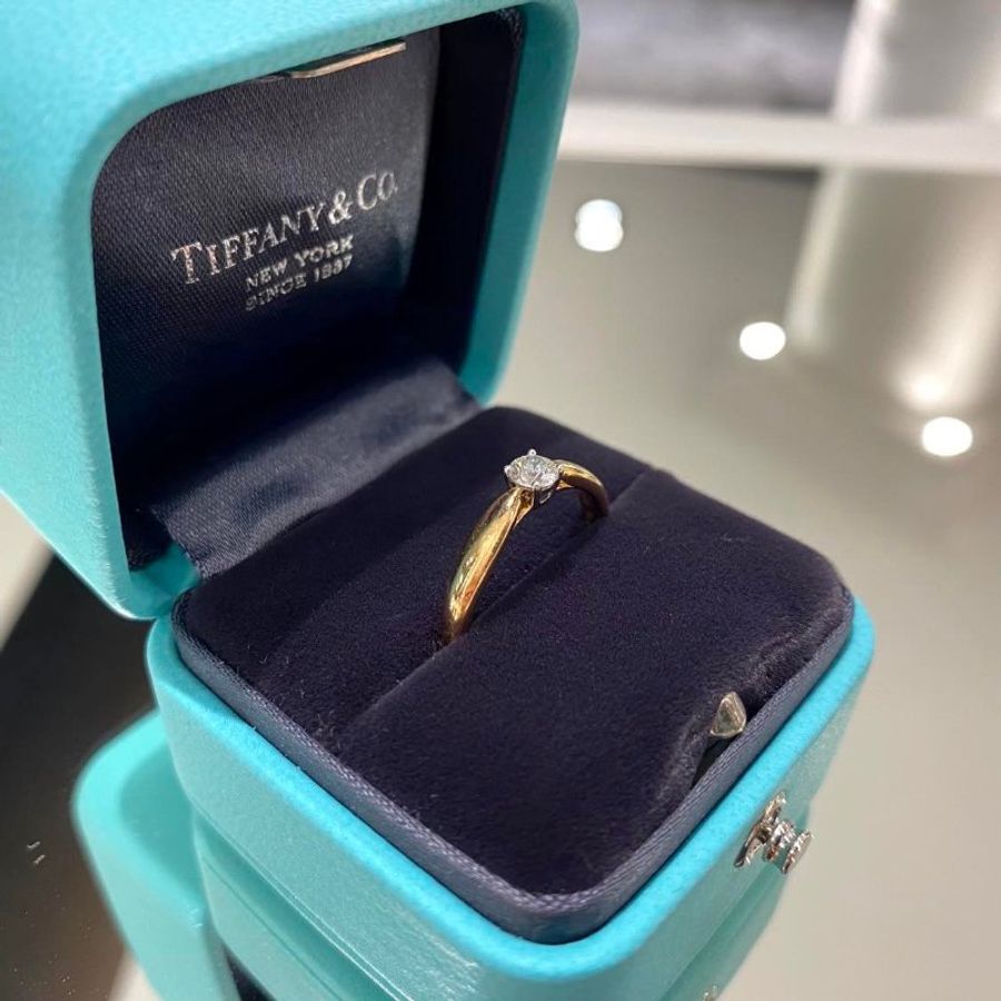 TIFFANY&CO 戒指 AU750玫瑰金 PT950鉑金 20分 鑽戒 71120767 極新二手商品-2