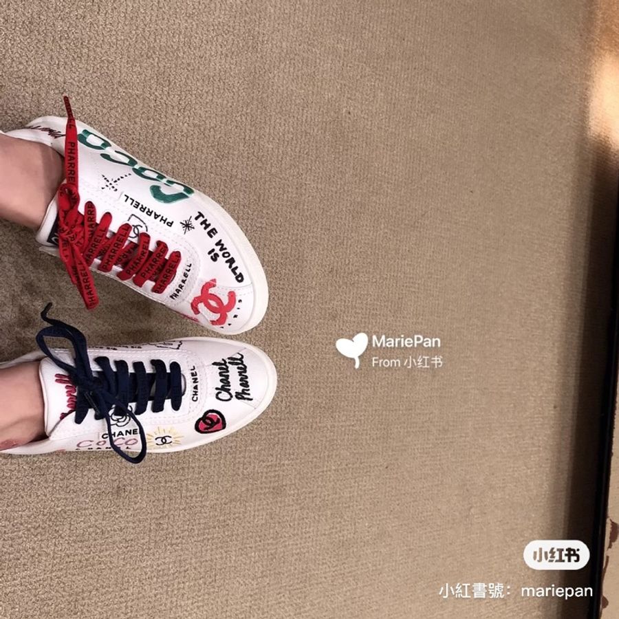 CHANEL x Pharrell 聯名系列 限量款 香奈兒塗鴉白球鞋 37碼-2