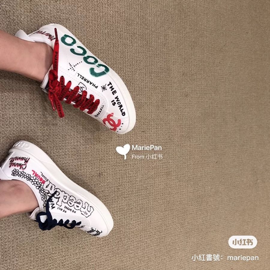 CHANEL x Pharrell 聯名系列 限量款 香奈兒塗鴉白球鞋 37碼-1