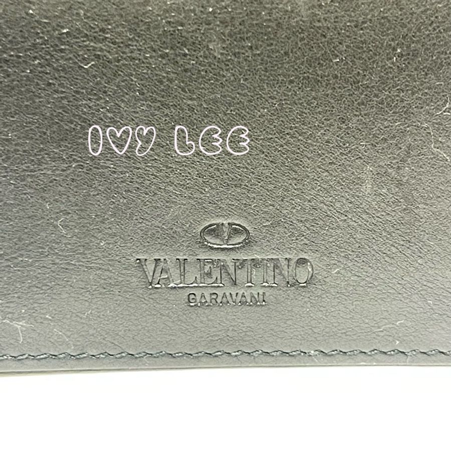 VALENTINO范倫鐵諾 質感黑卡夾 名片夾 鉚釘造型 二手精品 正品-2