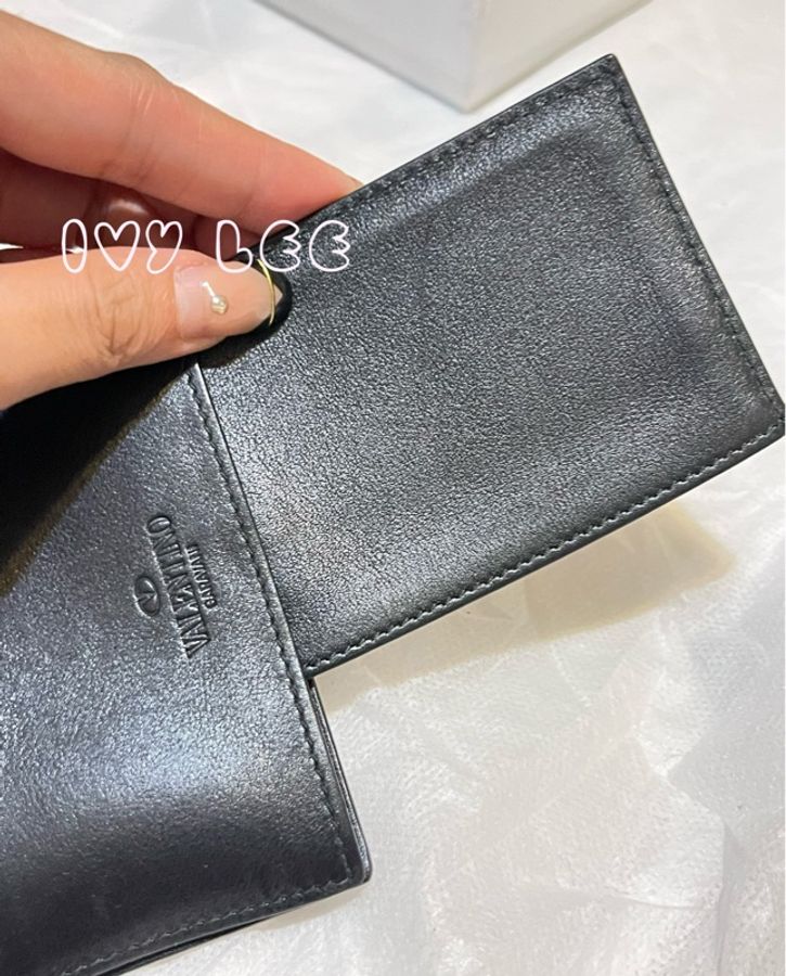 VALENTINO范倫鐵諾 質感黑卡夾 名片夾 鉚釘造型 二手精品 正品-10