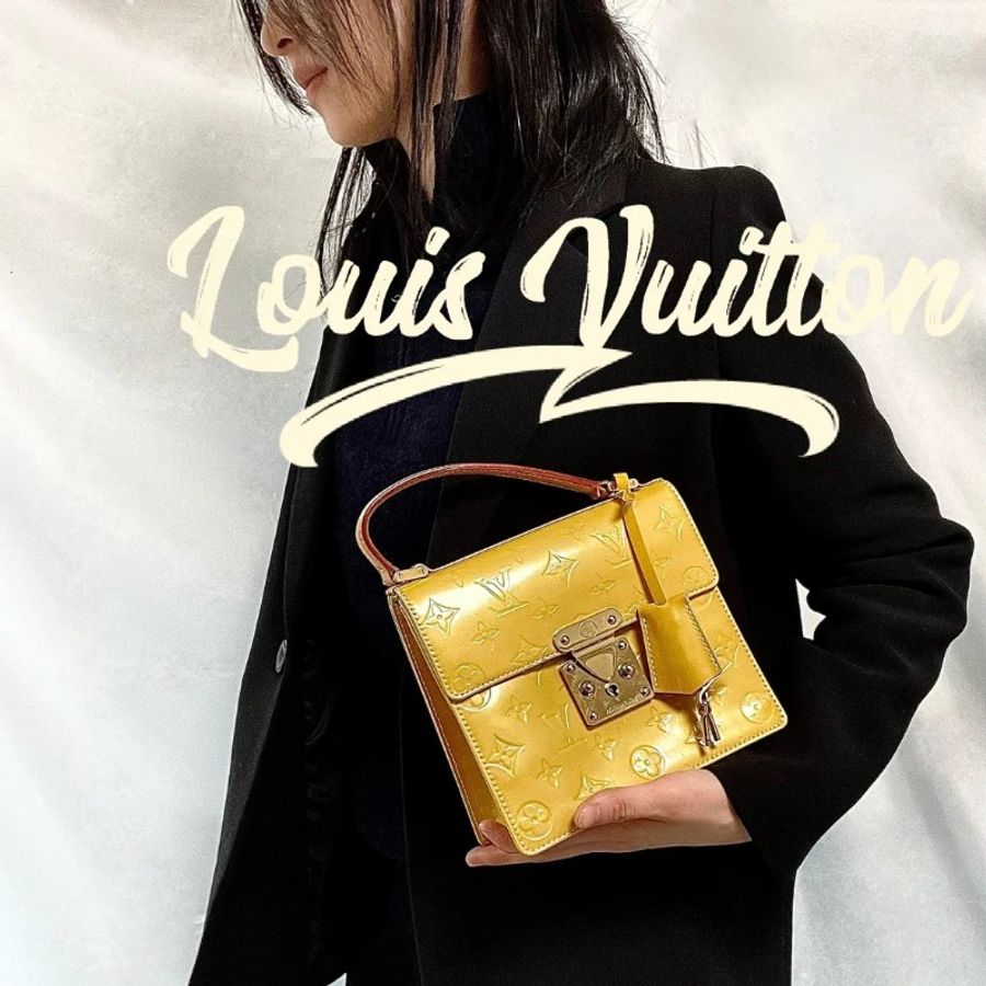 LV Vernis Spring Street 漆皮手挽袋黃色 小包 M91068-1