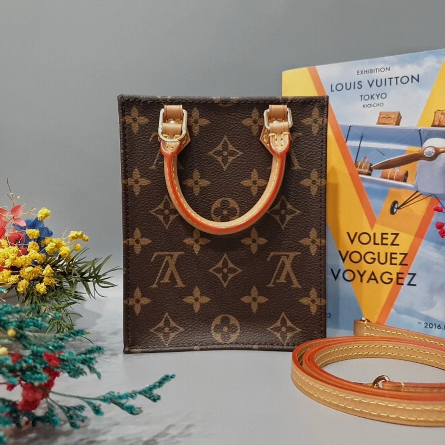 Louis Vuitton LV 晶片款 老花字紋 Petit Sac Plat 迷你 琴譜斜背包M81295-1