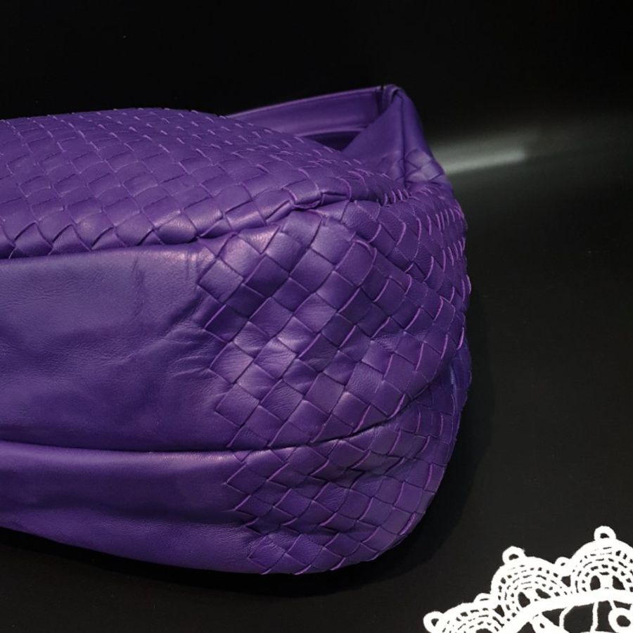 Bottega Veneta BV 紫色 全皮經典編織 小款 肩背包/托特包/手提包-3