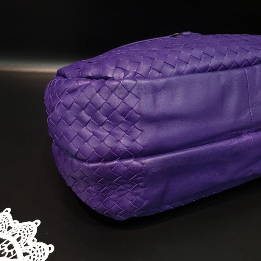 Bottega Veneta BV 紫色 全皮經典編織 小款 肩背包/托特包/手提包-4