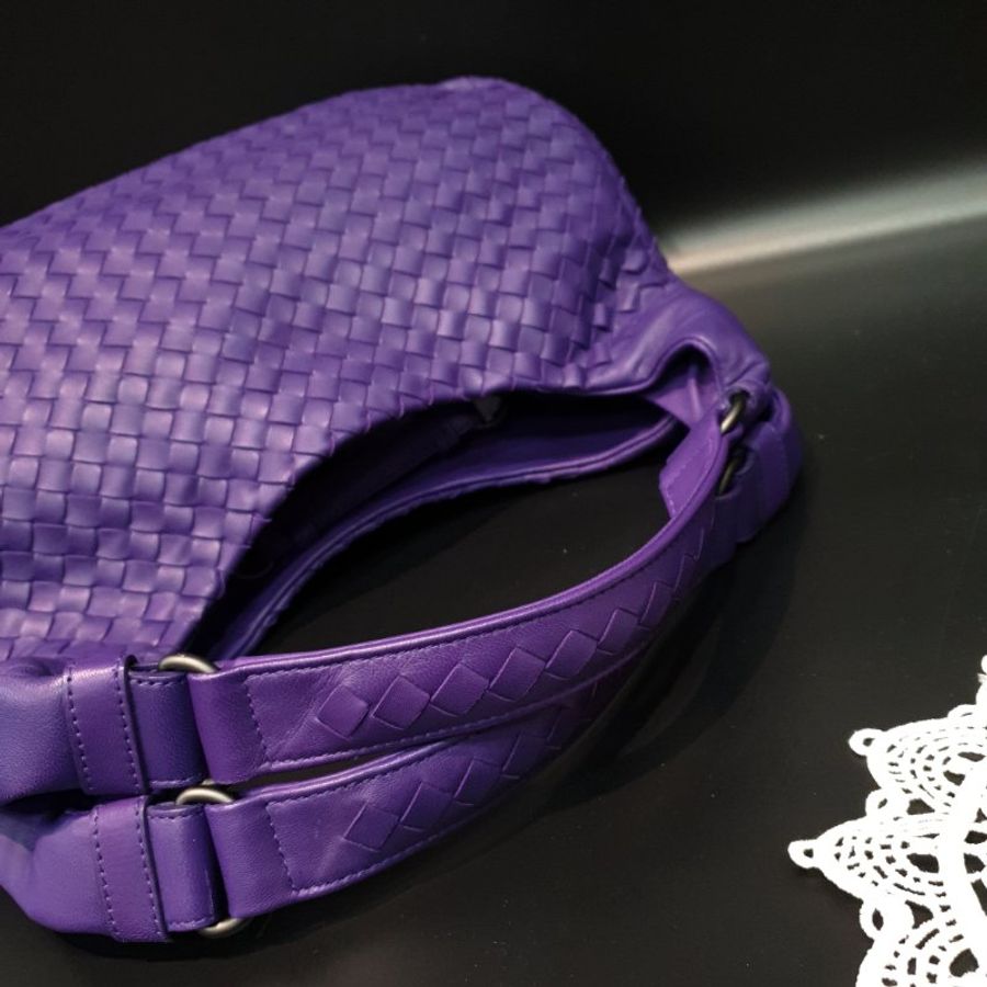 Bottega Veneta BV 紫色 全皮經典編織 小款 肩背包/托特包/手提包-10