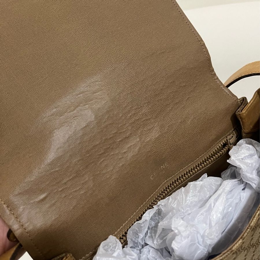 Celine Vintage 奶油老花馬鞍包-14