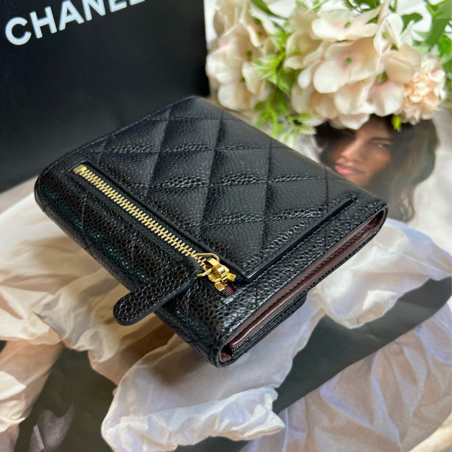 (保留中)Chanel經典三折金釦荔枝短夾-8