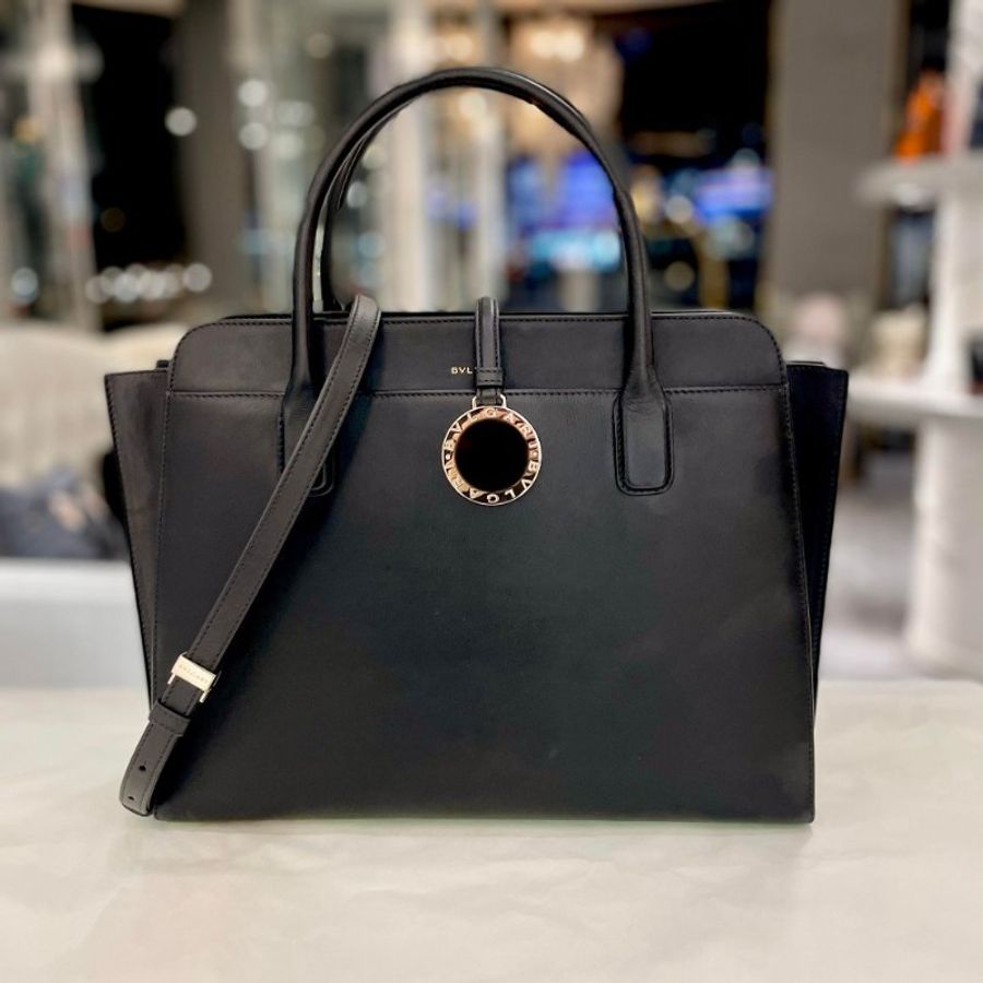 BVLGARI 牛皮手提兩用包 黑色-0