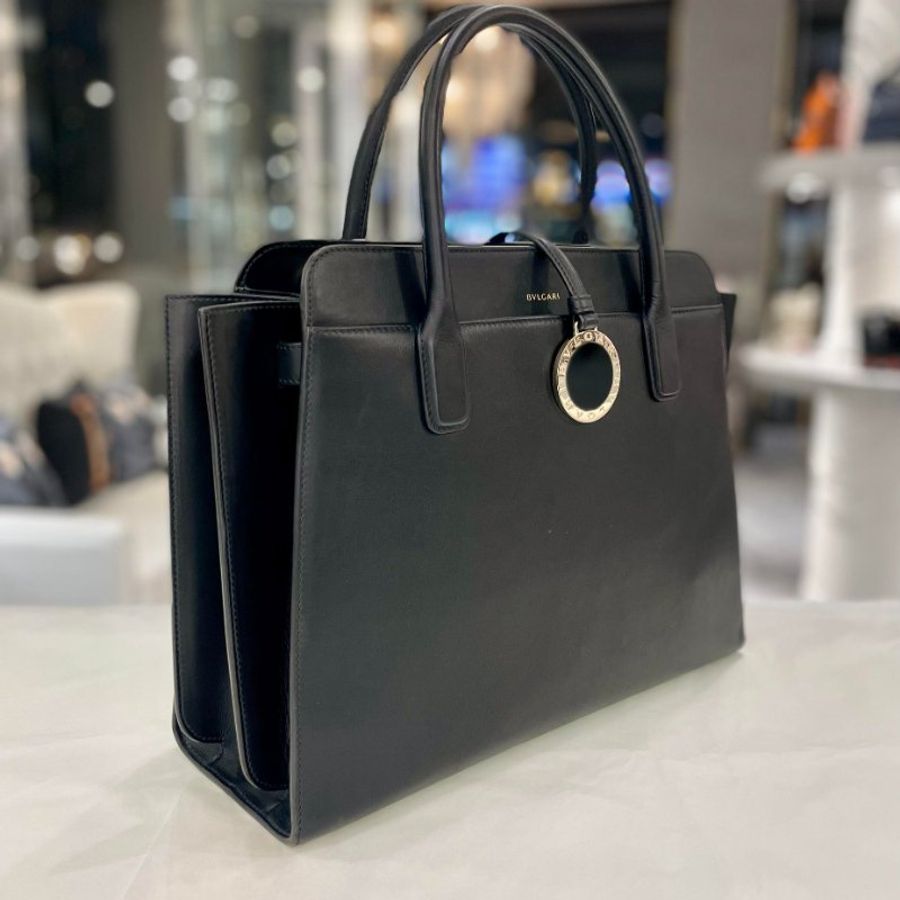 BVLGARI 牛皮手提兩用包 黑色-1