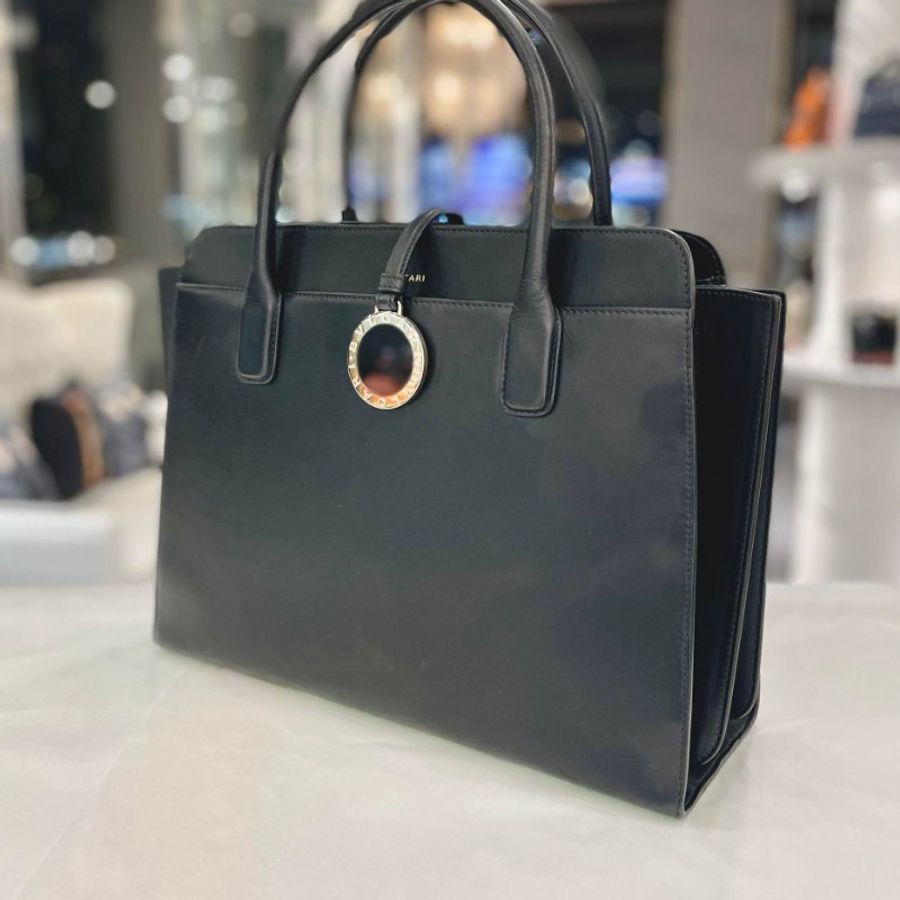 BVLGARI 牛皮手提兩用包 黑色-2