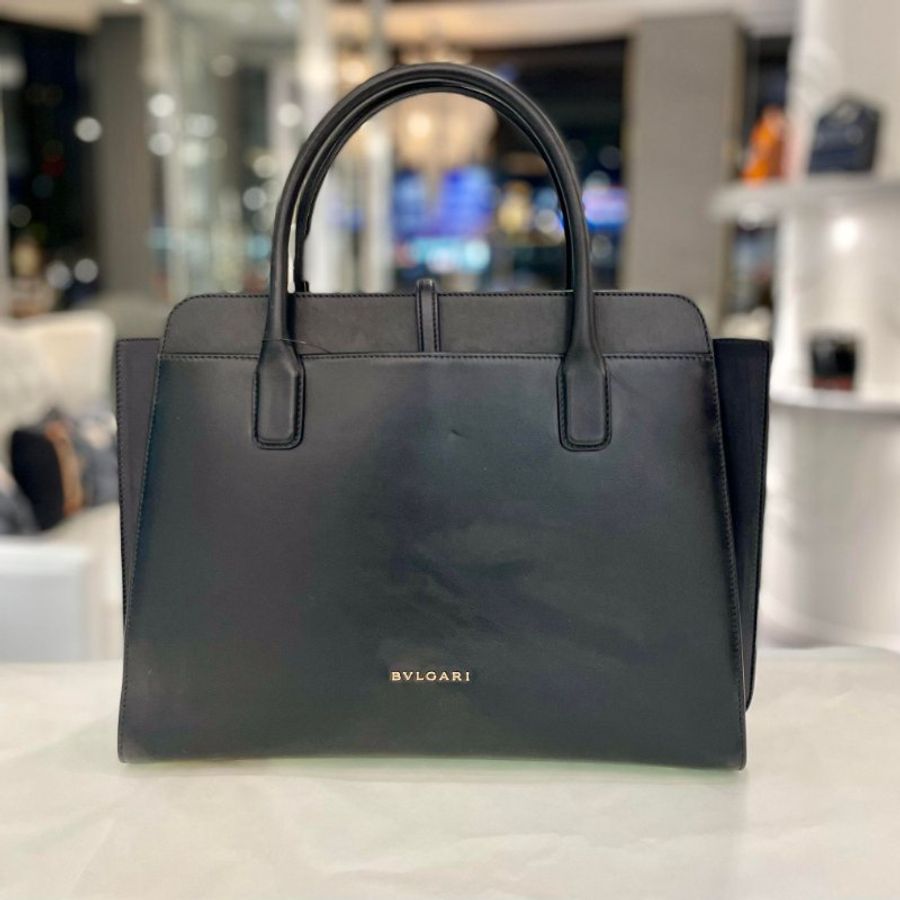 BVLGARI 牛皮手提兩用包 黑色-3
