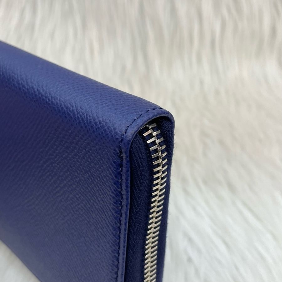 Tods 寶藍拼紫色牛皮拉鍊長夾-9