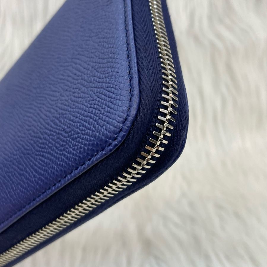 Tods 寶藍拼紫色牛皮拉鍊長夾-10