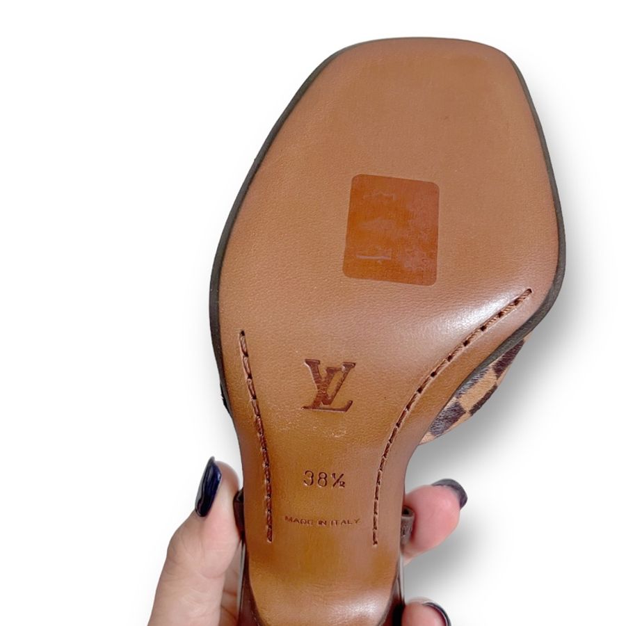 🍒LOUIS VUITTON馬毛棋盤紋後扣高跟鞋size:38.5/2F230527-1-9