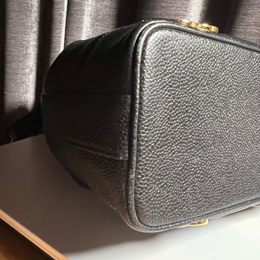 Chanel 香奈兒 6Logo 荔枝牛皮 肩背 水桶包 老香 黑金 vintage-14