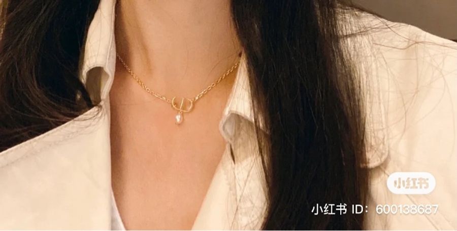 Dior 全新 珍珠項鍊 金色CD 專櫃搶手款-5