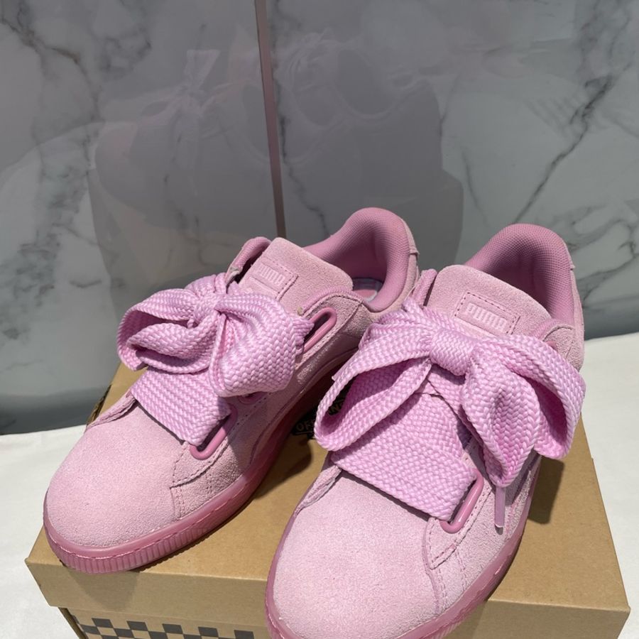HYDRA Puma Suede Heart Reset 蝴蝶結 寬版鞋帶 粉色 緞帶 麂皮-0