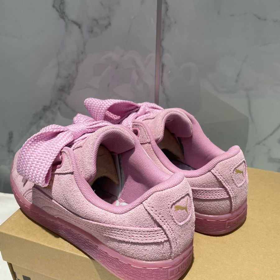 HYDRA Puma Suede Heart Reset 蝴蝶結 寬版鞋帶 粉色 緞帶 麂皮-1