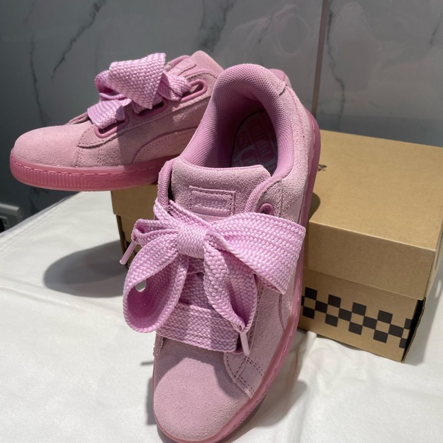 HYDRA Puma Suede Heart Reset 蝴蝶結 寬版鞋帶 粉色 緞帶 麂皮-7