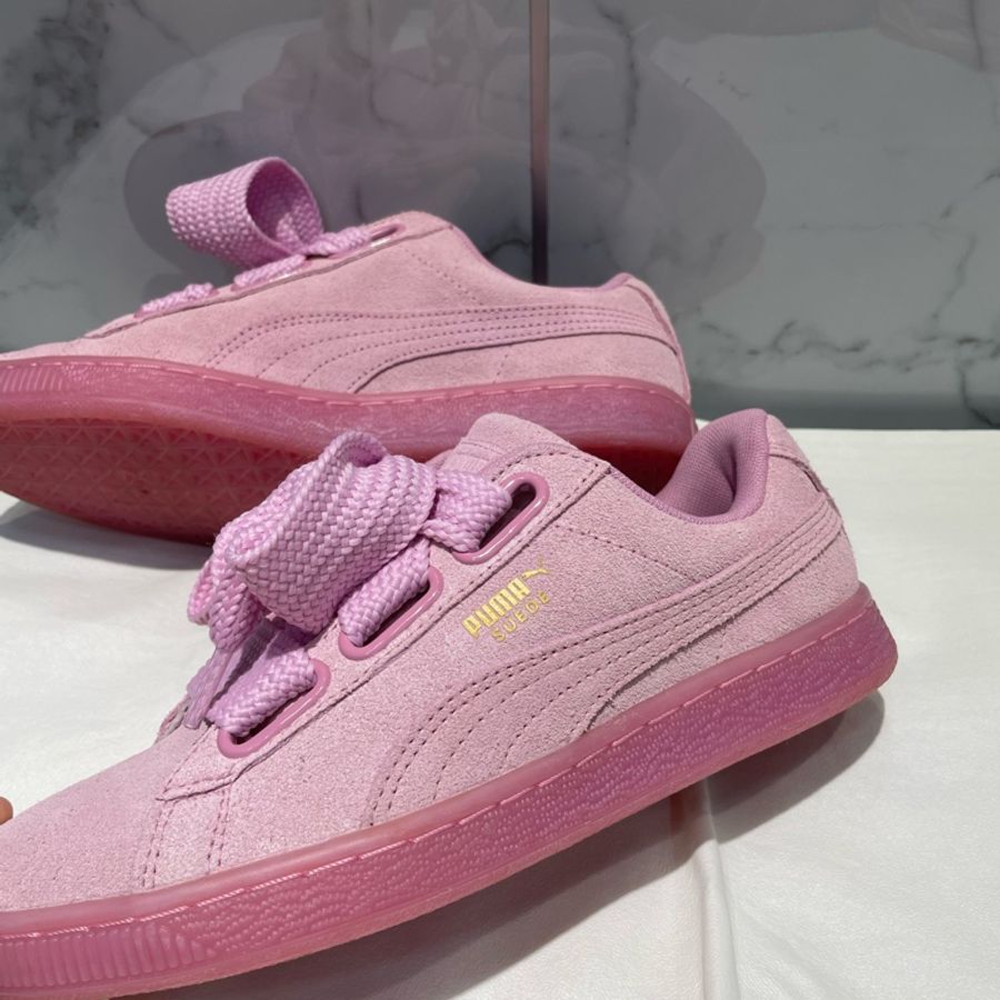 HYDRA Puma Suede Heart Reset 蝴蝶結 寬版鞋帶 粉色 緞帶 麂皮-8