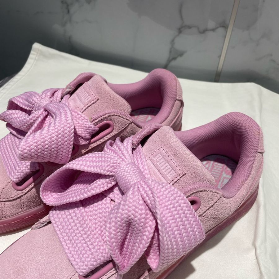 HYDRA Puma Suede Heart Reset 蝴蝶結 寬版鞋帶 粉色 緞帶 麂皮-11