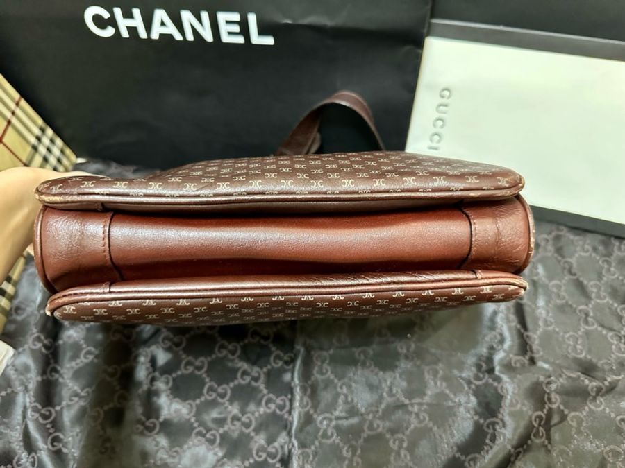Celine vintage 經典黑老花斜背郵差包/公事包 絕版稀有款-2