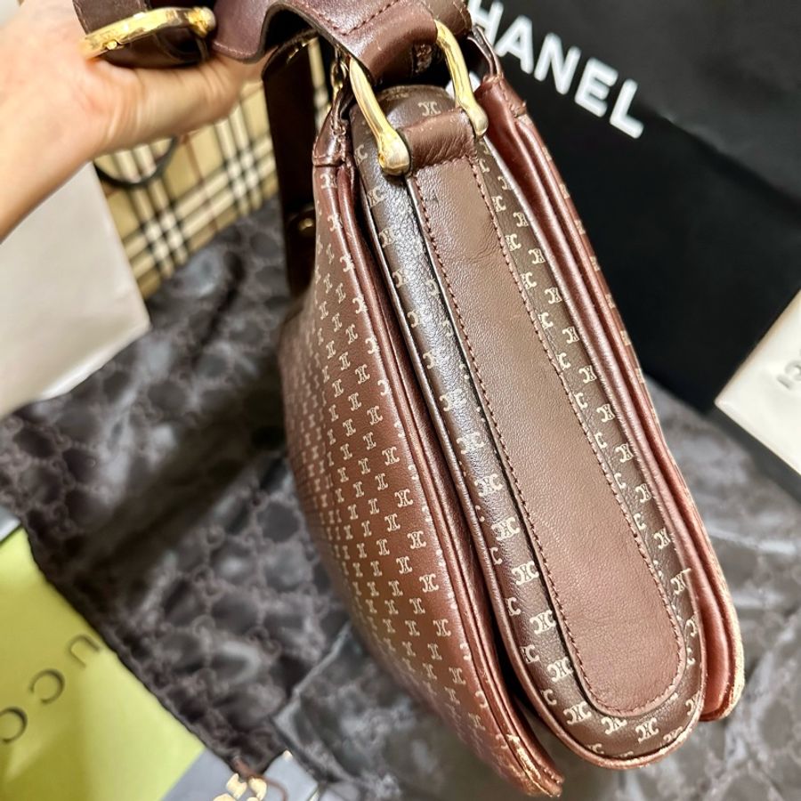 Celine vintage 經典黑老花斜背郵差包/公事包 絕版稀有款-3