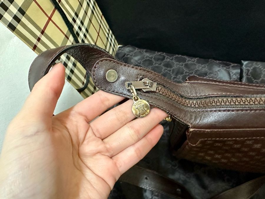 Celine vintage 經典黑老花斜背郵差包/公事包 絕版稀有款-6