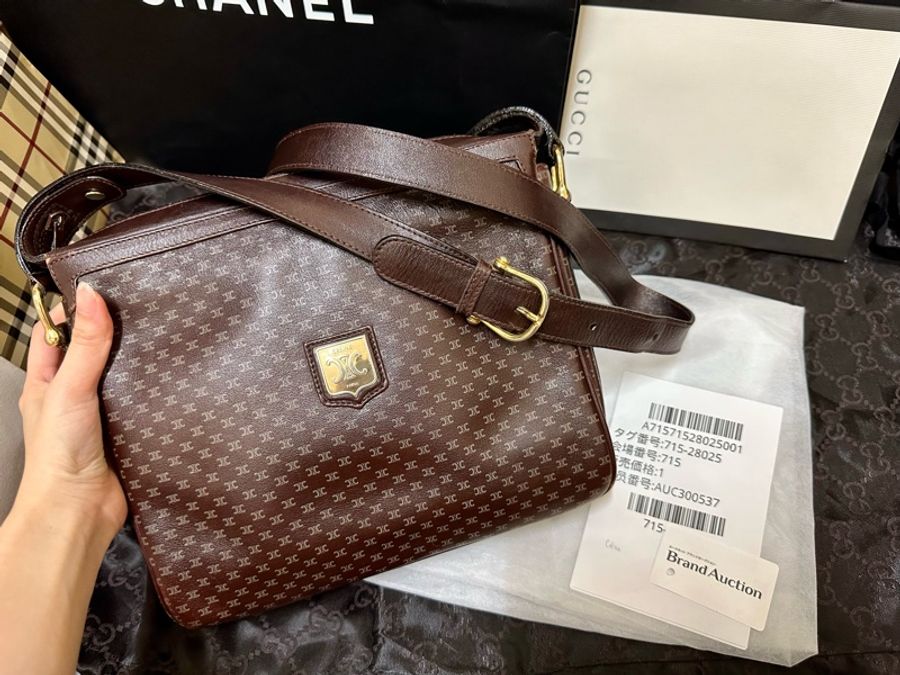 Celine vintage 經典黑老花斜背郵差包/公事包 絕版稀有款-11