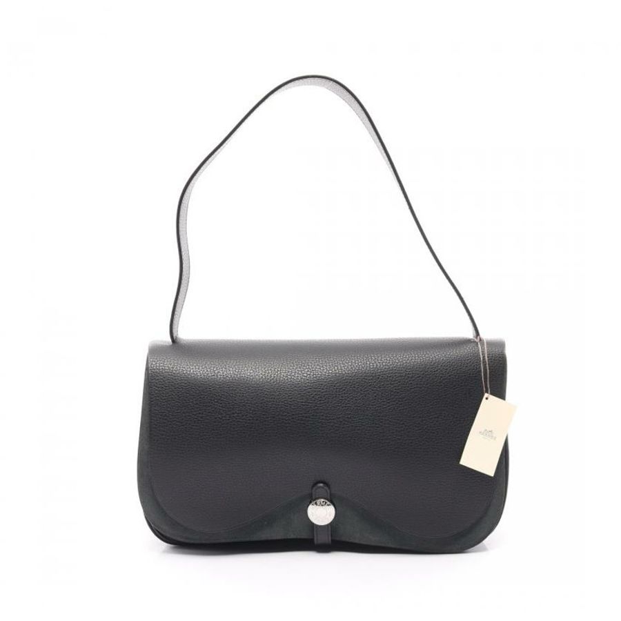 【日本直送】 中古HERMES[A]sac colorado MM  肩包 壓花小母牛皮 Toile officier細棉帆布 棕色 □J刻印-0