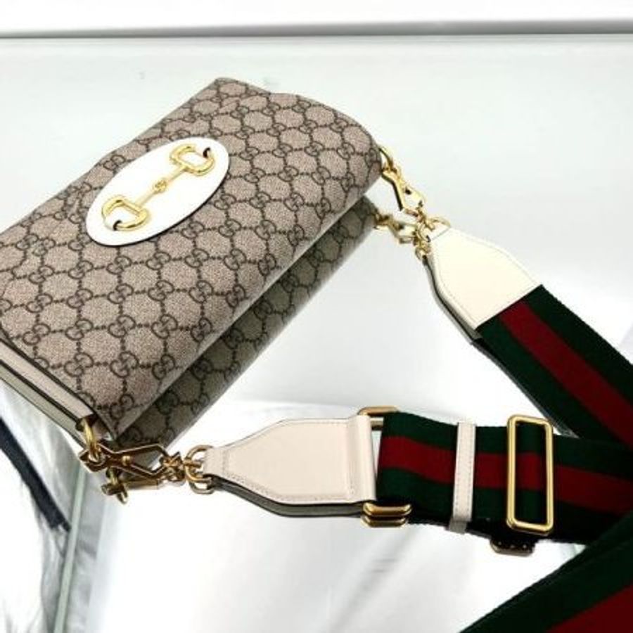 🎁夏季折扣🎁Gucci 677286 馬銜釦雙肩帶1955信封包 -付兩條肩背帶-17