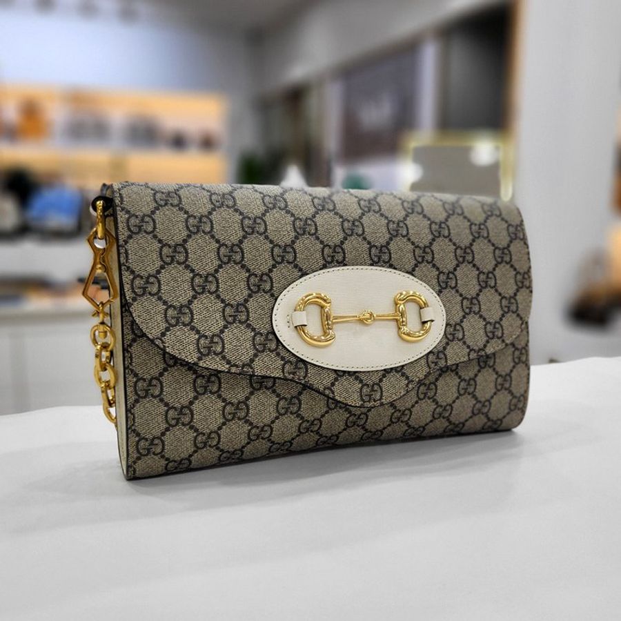 🎁夏季折扣🎁Gucci 677286 馬銜釦雙肩帶1955信封包 -付兩條肩背帶-4