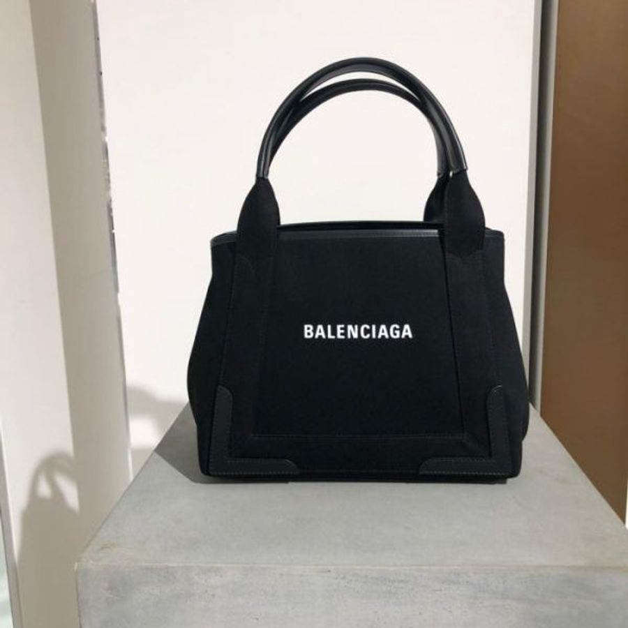 Balenciaga 339933 Navy S 小款帆布手提托特子母包 黑色 《佳節年終特賣》-3