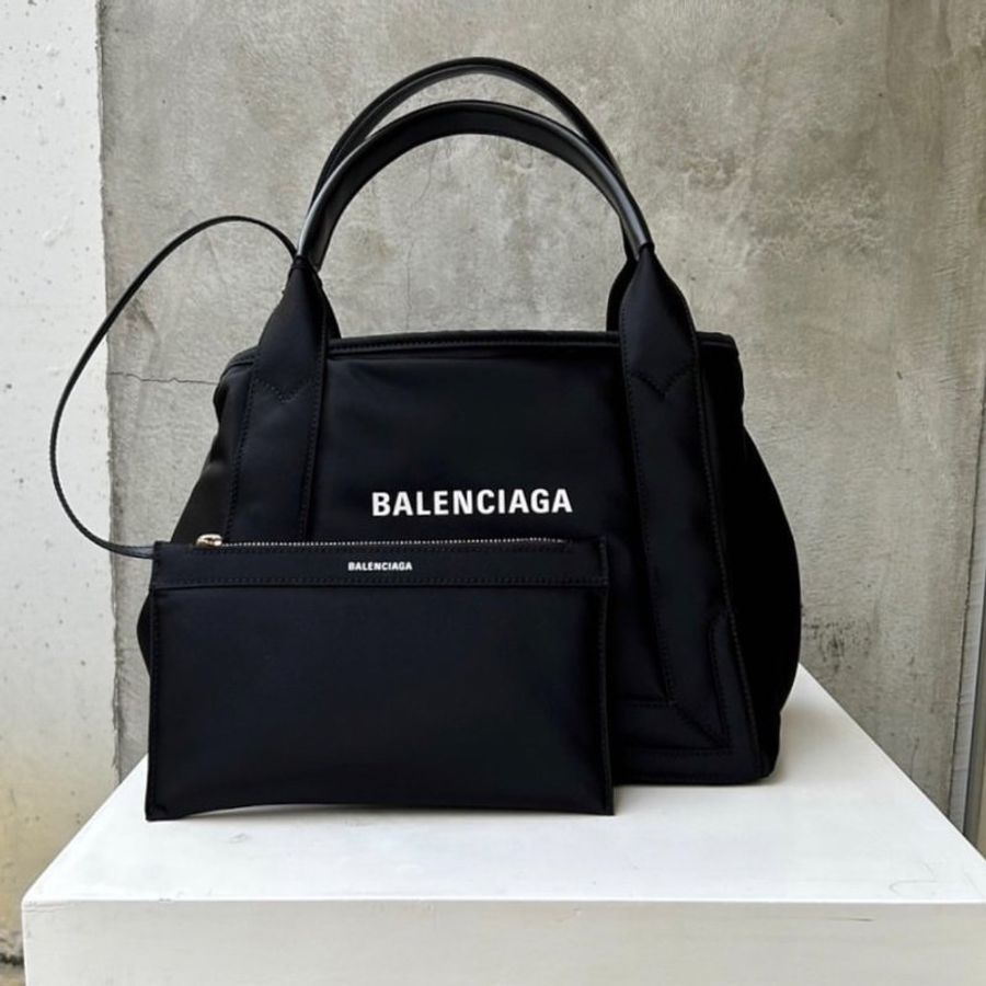 Balenciaga 339933 Navy S 小款帆布手提托特子母包 黑色 《佳節年終特賣》-2