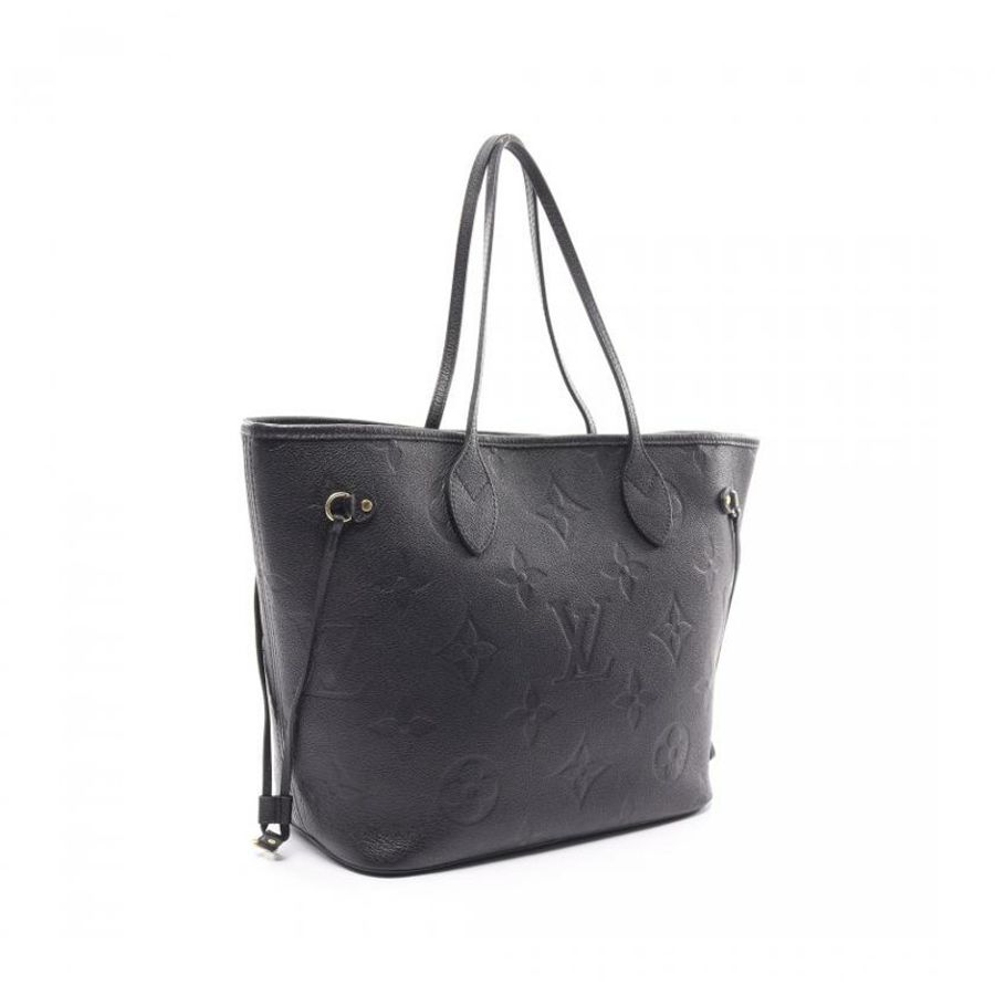 【日本直送】 中古LOUIS VUITTON[B]Neverfull MM  老花empreinte壓花浮雕 黑色 肩包 真皮托特包 黑色-1