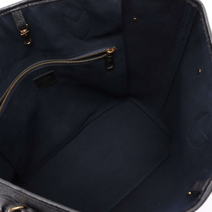【日本直送】 中古LOUIS VUITTON[B]Neverfull MM  老花empreinte壓花浮雕 黑色 肩包 真皮托特包 黑色-2