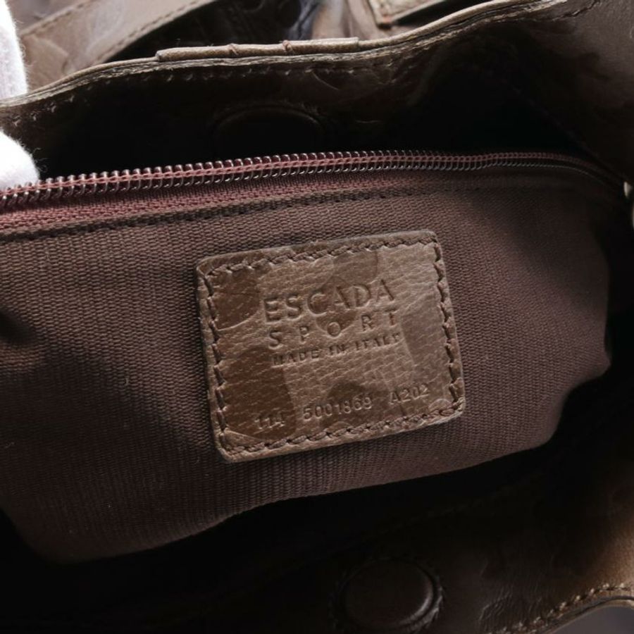 【日本直送】 中古ESCADA SPORT[AB]手提包 真皮托特包 深棕色 壓花 配飾品-3