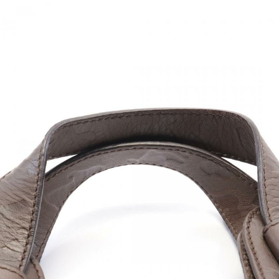 【日本直送】 中古ESCADA SPORT[AB]手提包 真皮托特包 深棕色 壓花 配飾品-5