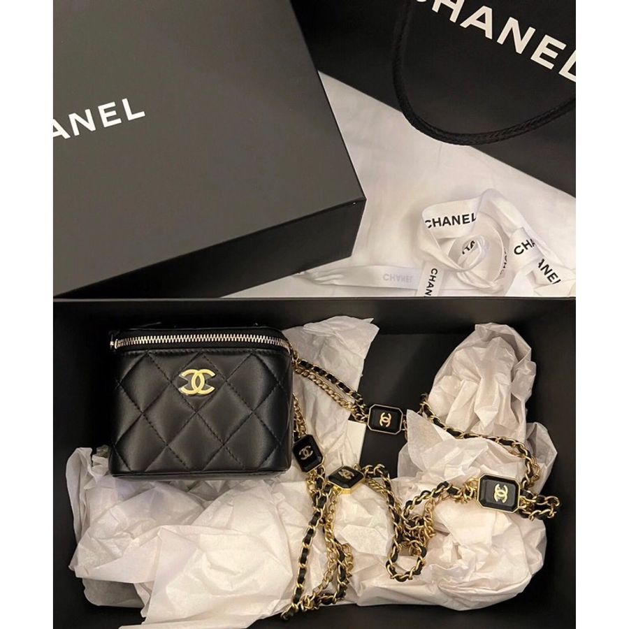 Chanel 22 mini vanity 22b Première方糖鏈帶小盒子方盒子拉鏈化妝盒-2