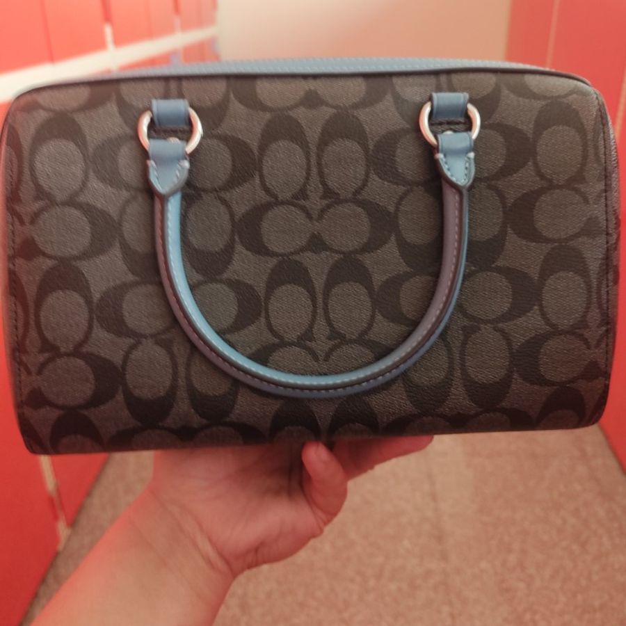 Coach 藍色老花滿版中號波士頓包-2