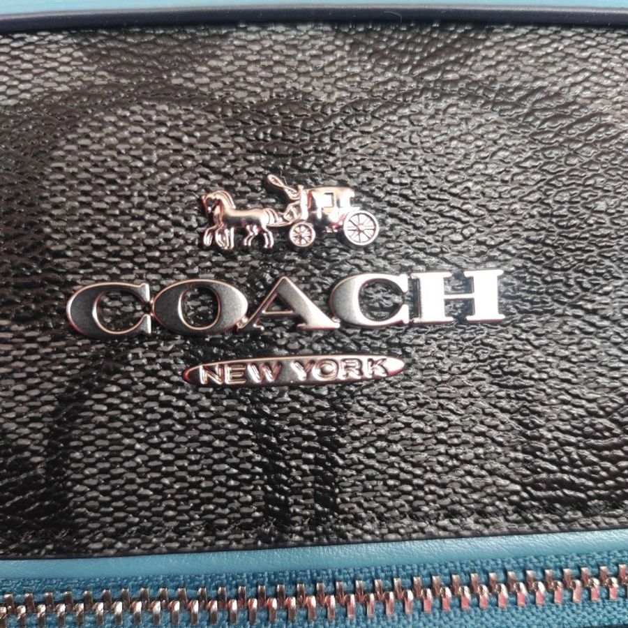 Coach 藍色老花滿版中號波士頓包-9