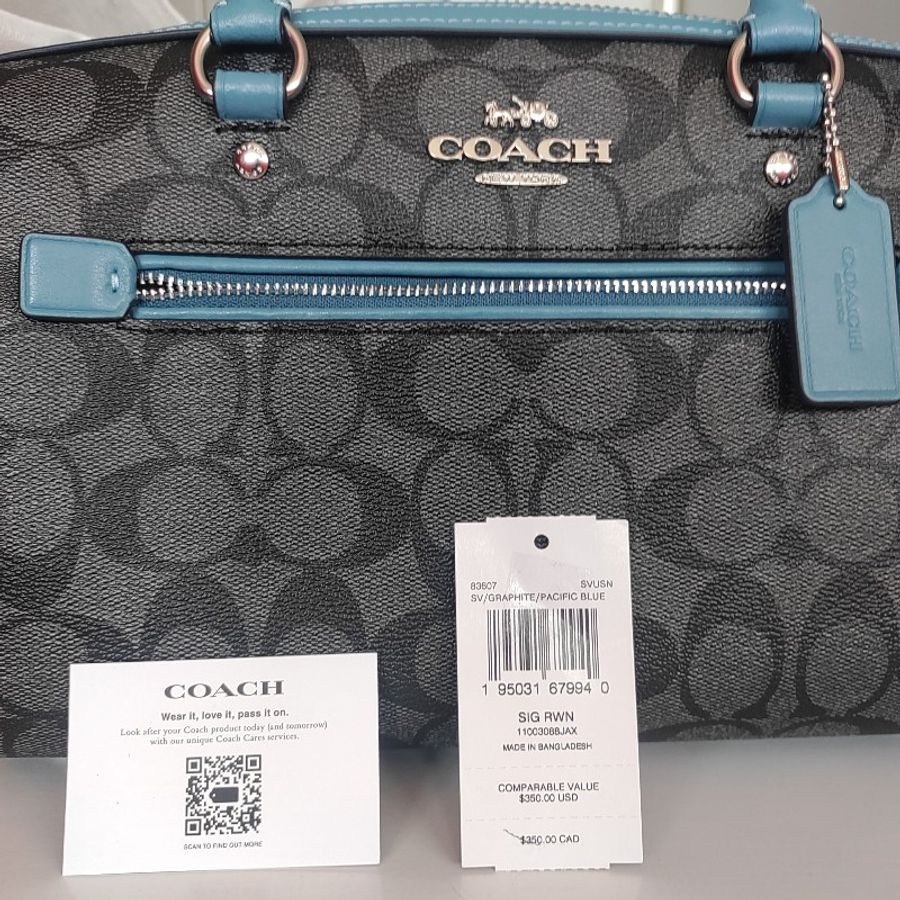 Coach 藍色老花滿版中號波士頓包-16