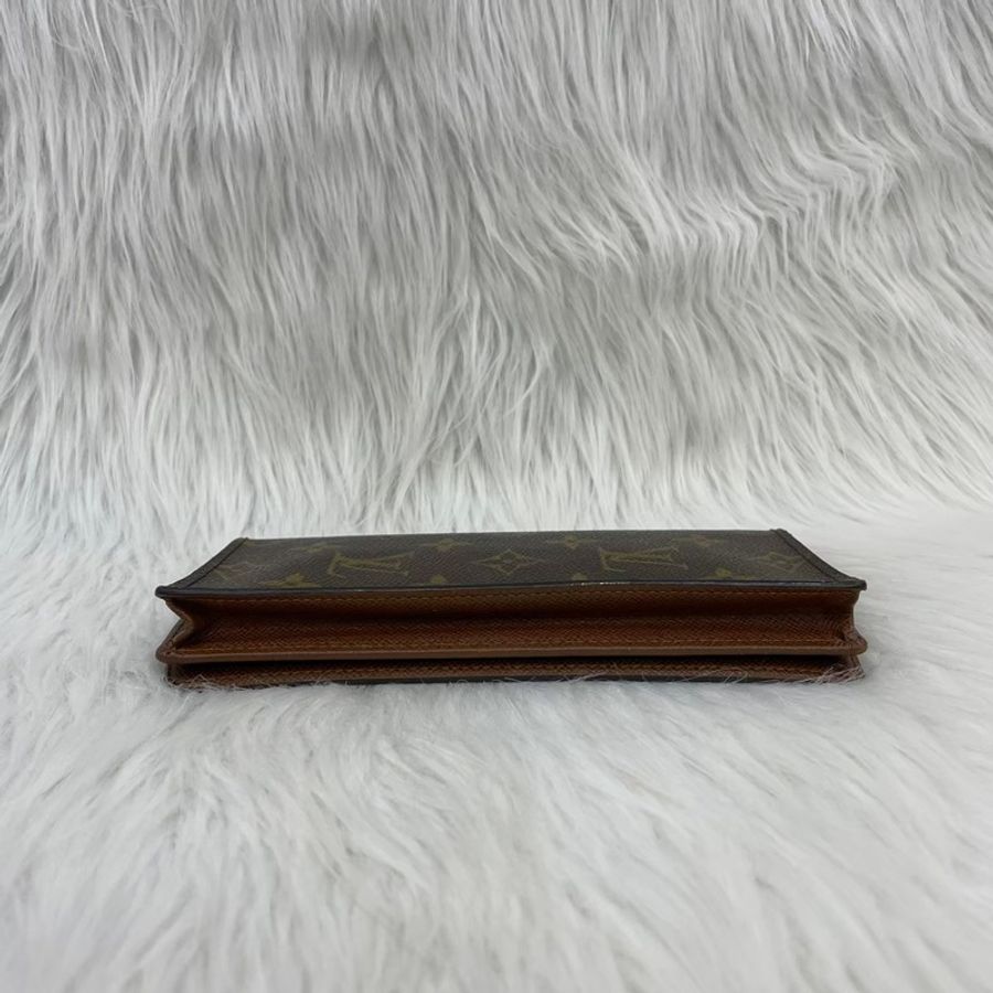Louis Vuitton M60825原花焦糖內裡對開6卡長夾-3